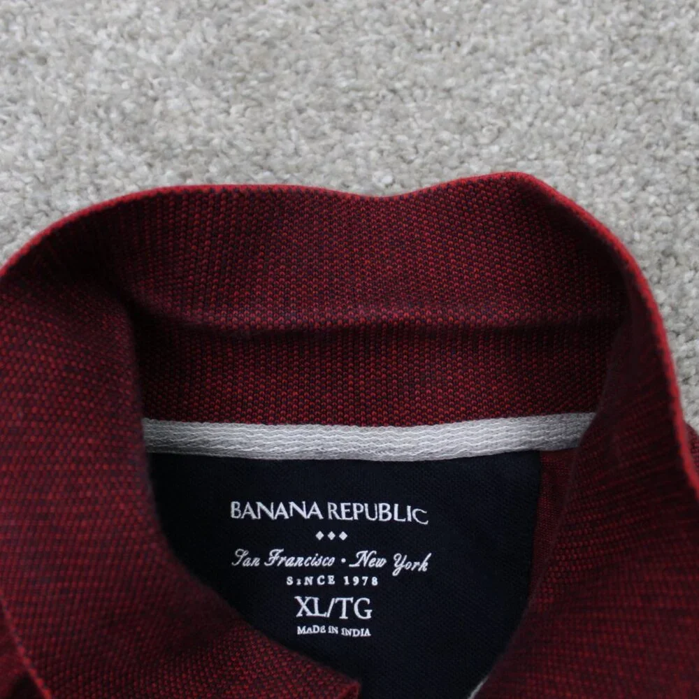 Banana Republic Polo Shirt Mens XL Heather Red Short Sleeve 100% Cotton Pullover